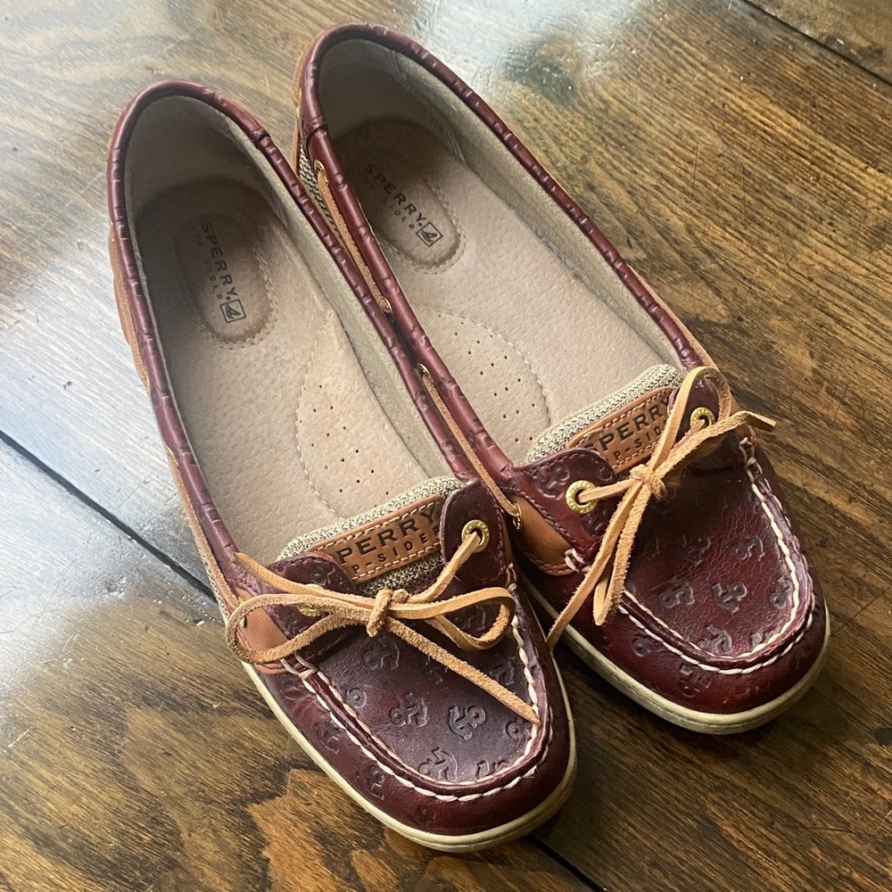 Sperry Women's Burgundy and Tan Loafers